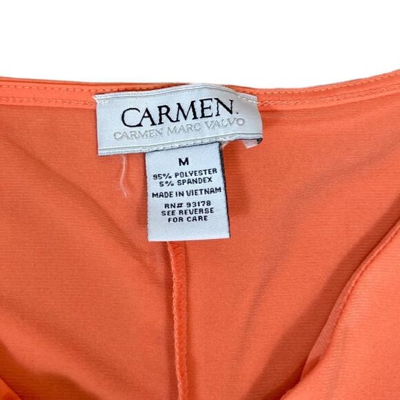 Carmen Marc Valvo Coral V-Neck Short Sleeve Tunic, Size M - Picture 4 of 6